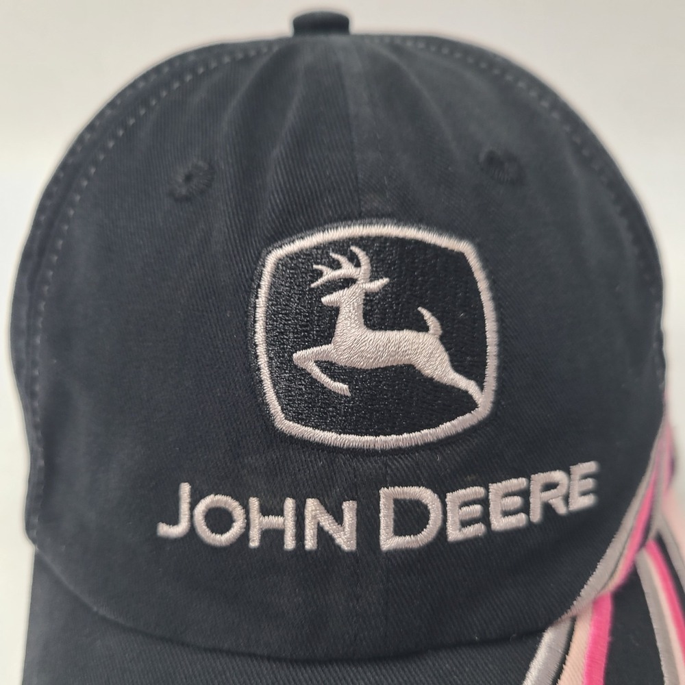 Women John Deere Hat Adjustable Black Pink Flames Cotton Farm Hunt Fish Casual - Picture 4 of 11